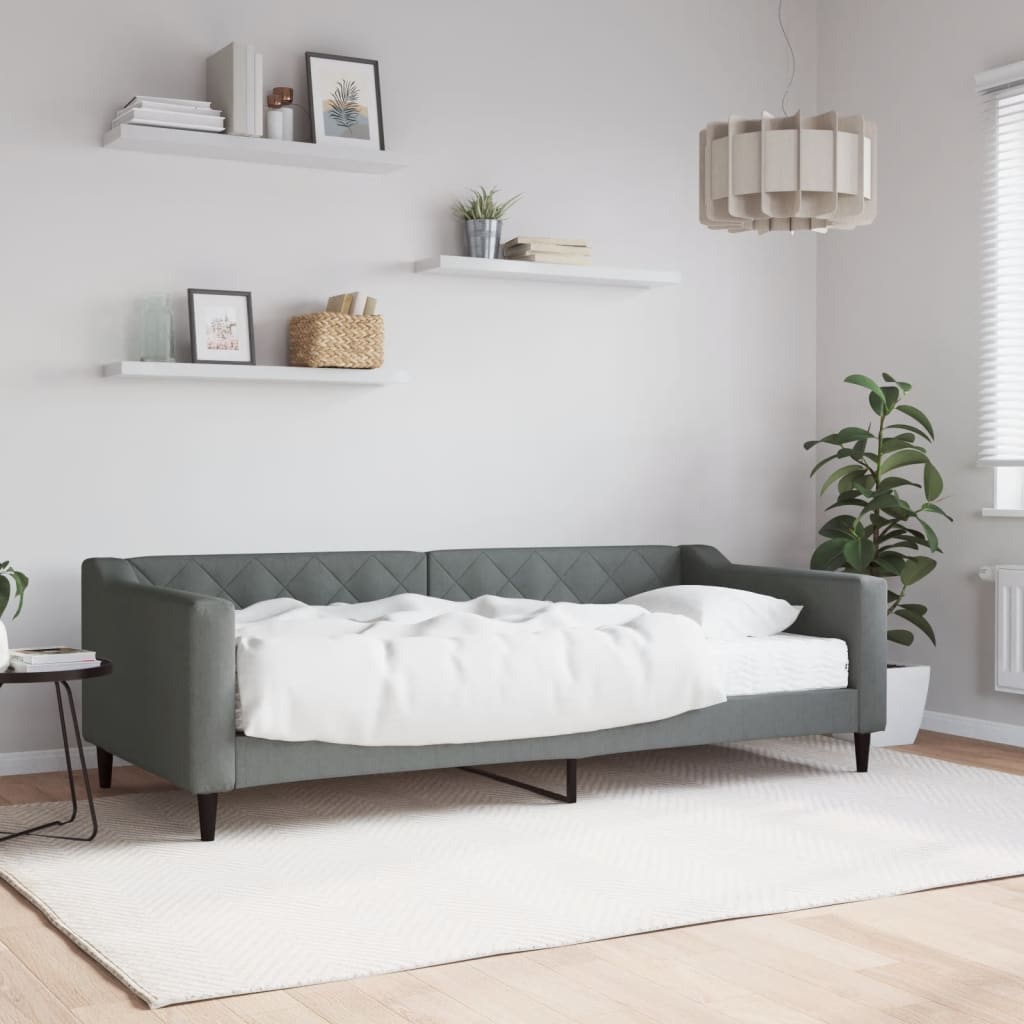 vidaXL Denná posteľ s matracom tmavosivá 90x200 cm látka
