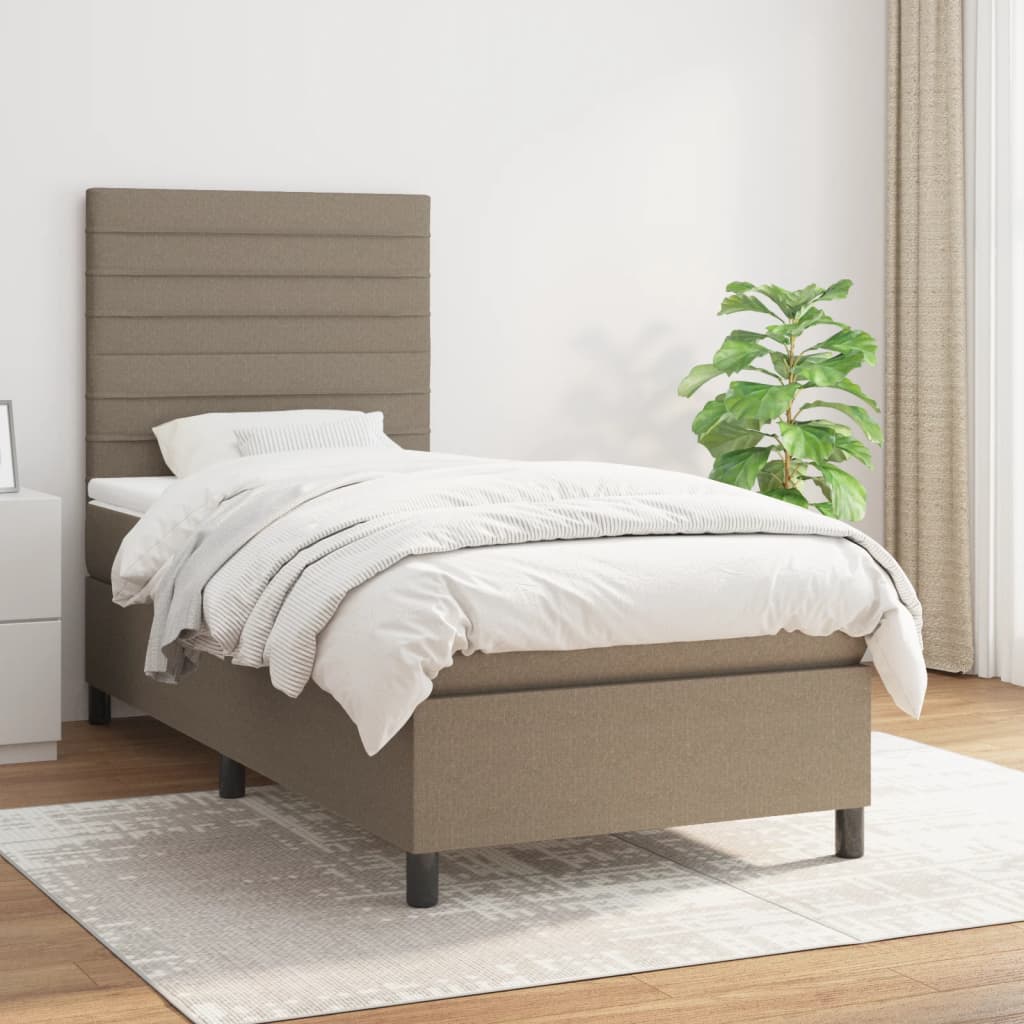 vidaXL Posteľný rám boxsping s matracom sivohnedý 80x200 cm látka