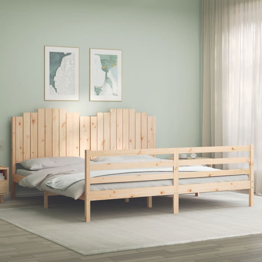 vidaXL Posteľný rám s čelom 200x200 cm masívne drevo