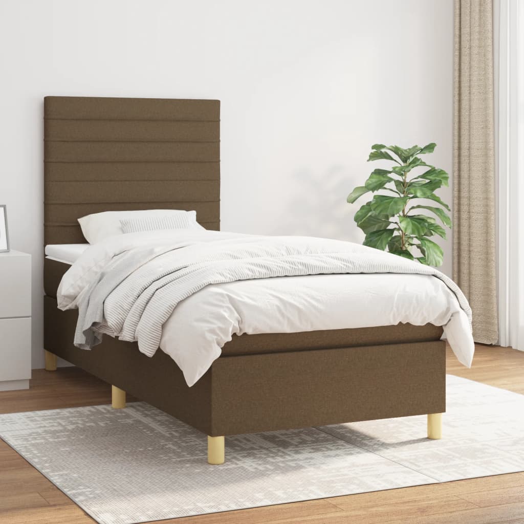 vidaXL Posteľný rám boxsping s matracom hnedý 80x200 cm látka