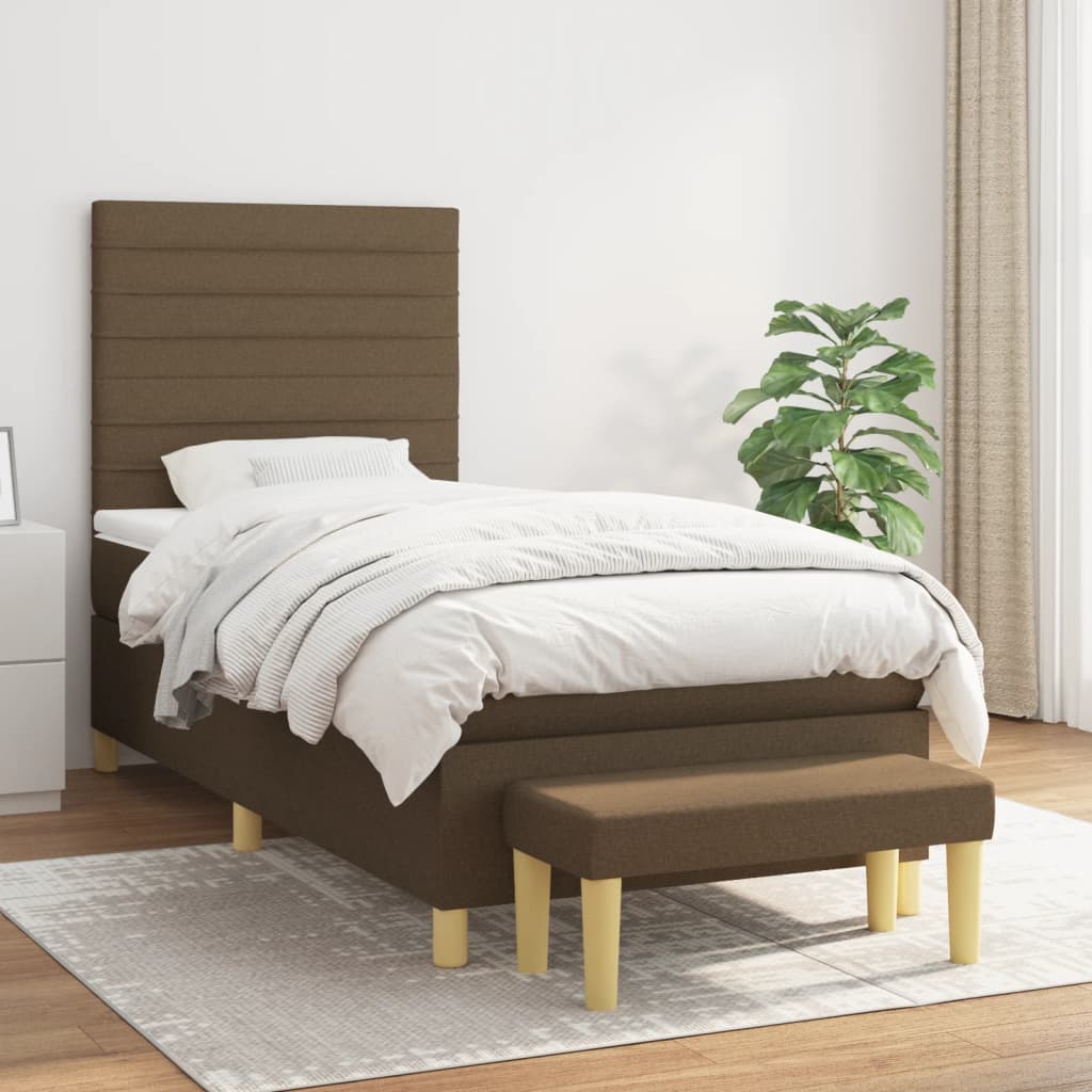 vidaXL Posteľný rám boxsping s matracom hnedý 80x200 cm látka