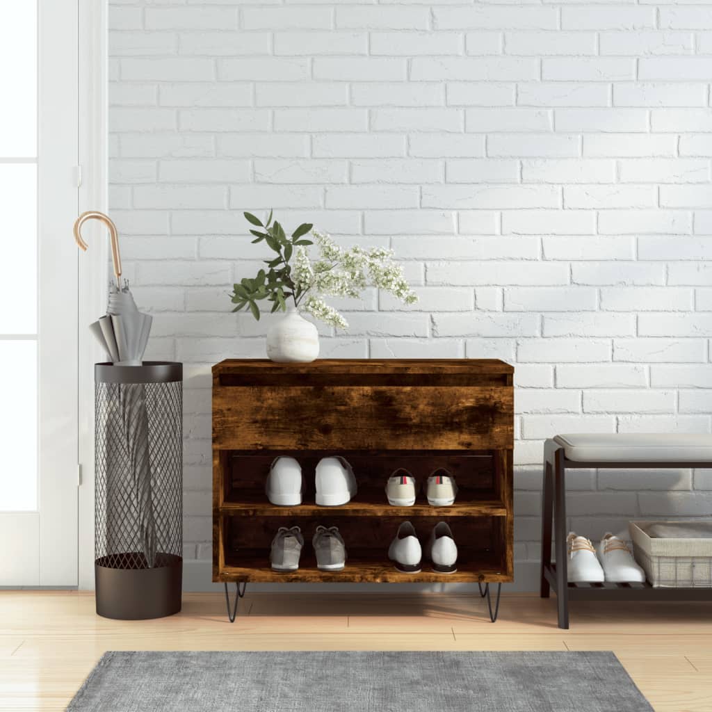 vidaXL Botník dymový dub 70x36x60 cm spracované drevo