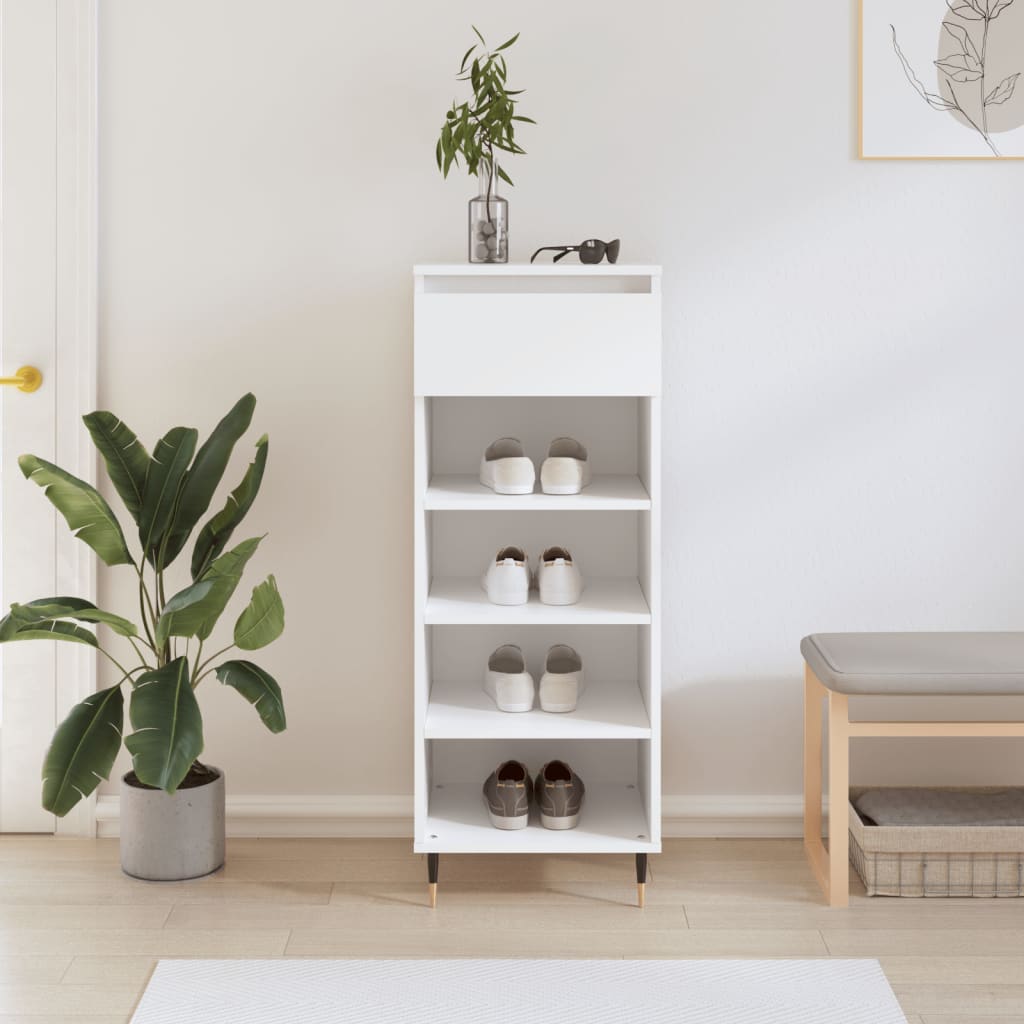 vidaXL Botník biely 40x36x105 cm spracované drevo