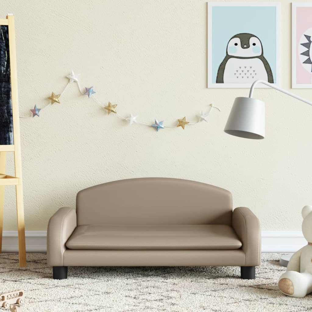vidaXL Detská pohovka kapučínová 70x45x30 cm umelá koža