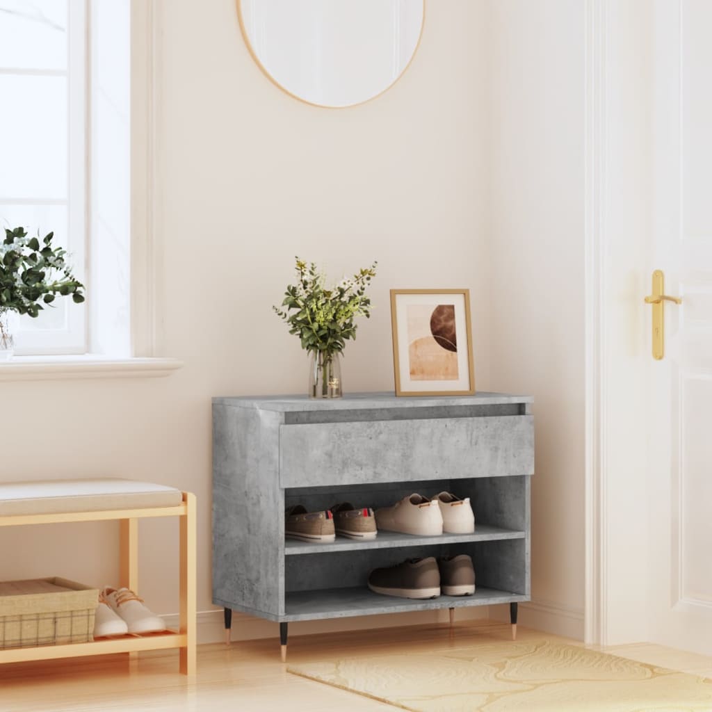 vidaXL Botník betónovo sivý 70x36x60 cm spracované drevo