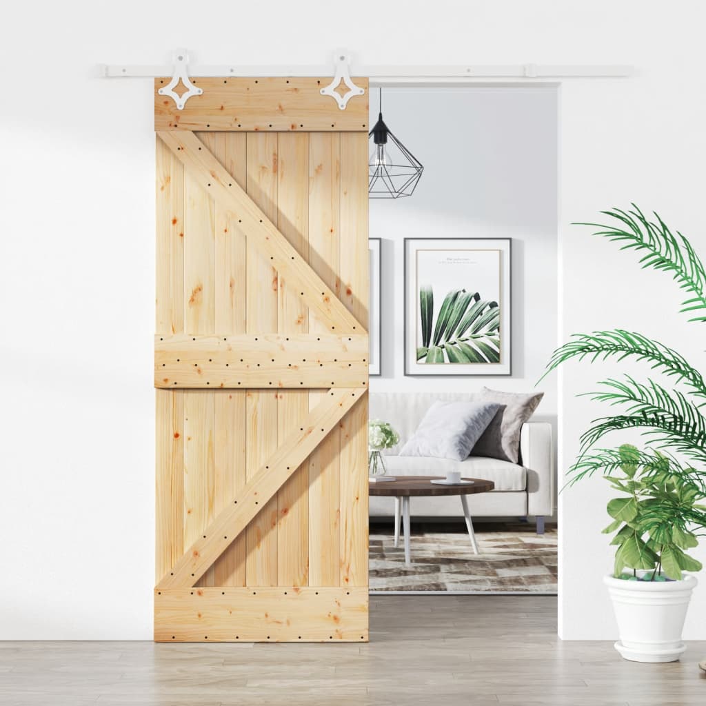 vidaXL Posuvné dvere so sadou kovania 85x210 cm borovicový masív