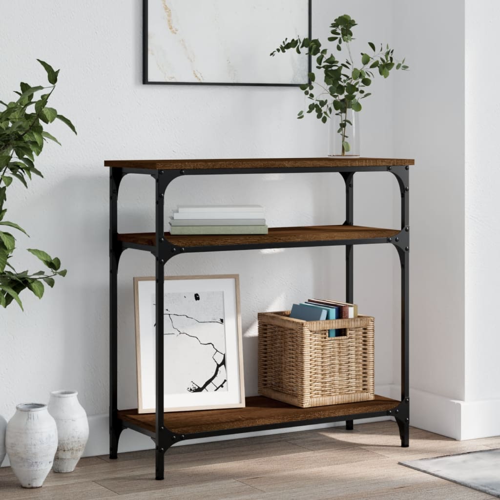 vidaXL Konzolový stolík hnedý dub 75x29x75 cm kompozitné drevo