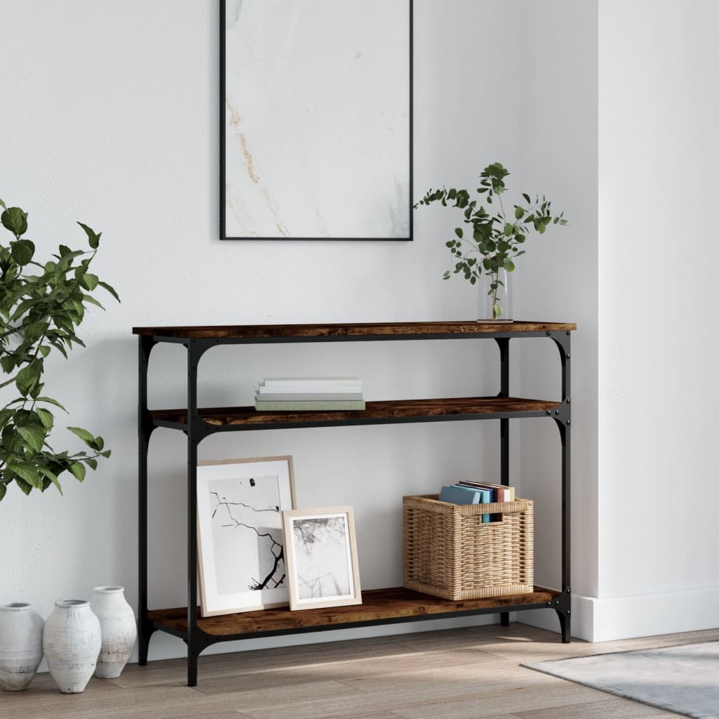vidaXL Konzolový stolík dymový dub 100x29x75 cm kompozitné drevo
