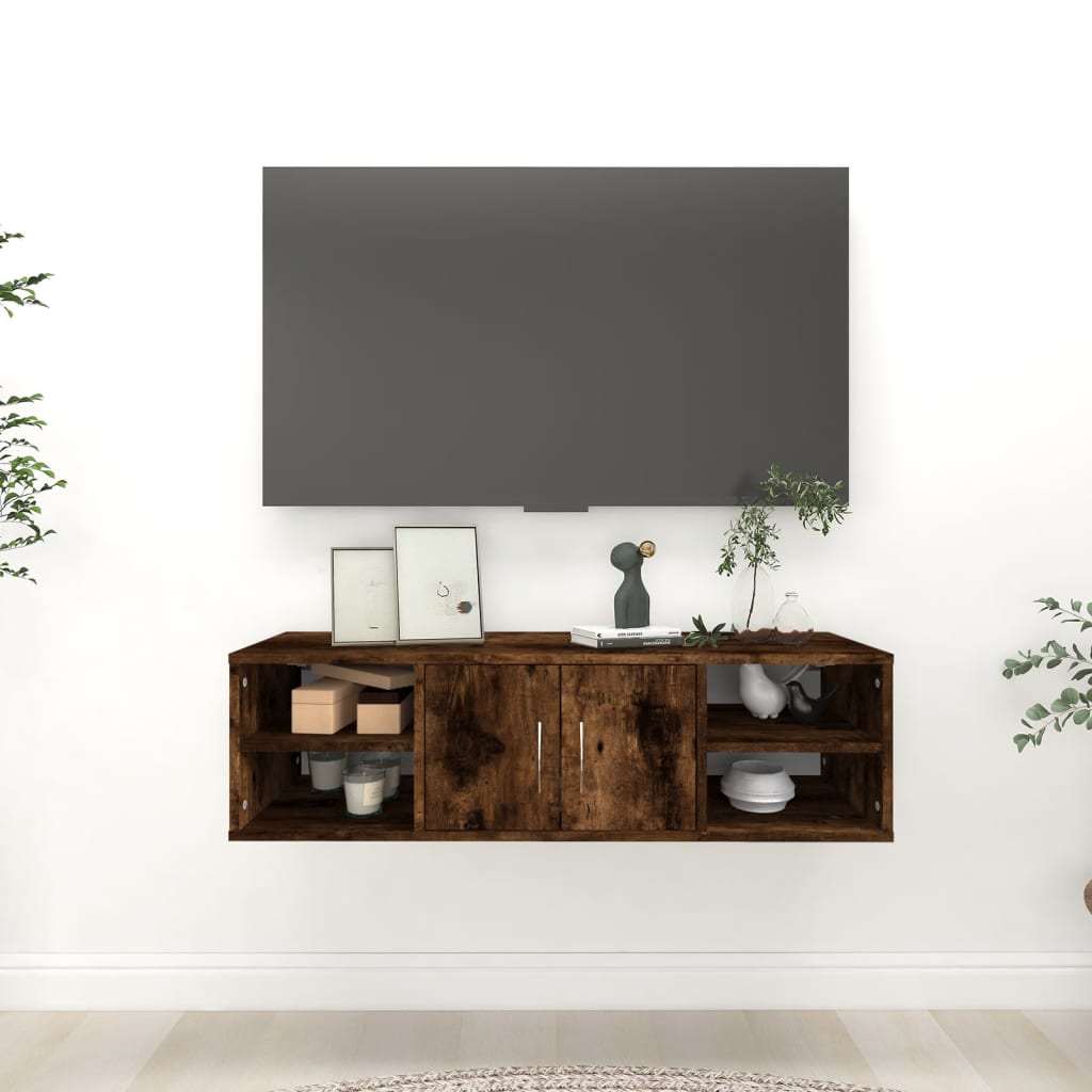vidaXL Nástenná polica dymový dub 102x30x29 cm spracované drevo