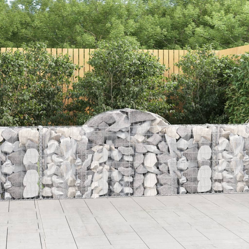 vidaXL Oblúkové gabionové koše 6 ks 200x30x80/100cm pozinkované železo