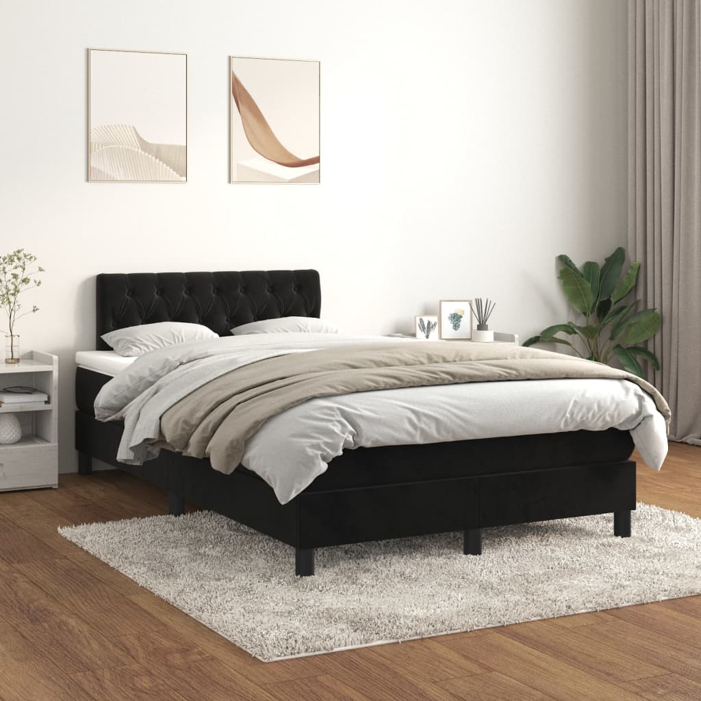 vidaXL Posteľný rám boxspring s matracom čierny 120x200 cm zamat