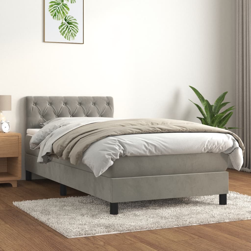 vidaXL Posteľný rám boxsping s matracom bledosivý 80x200 cm zamat