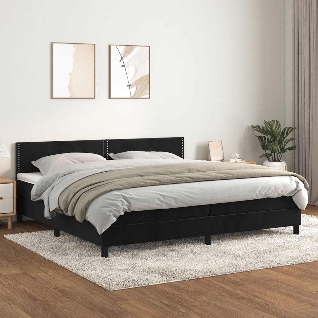 vidaXL Posteľný rám boxspring s matracom čierny 200x200 cm zamat