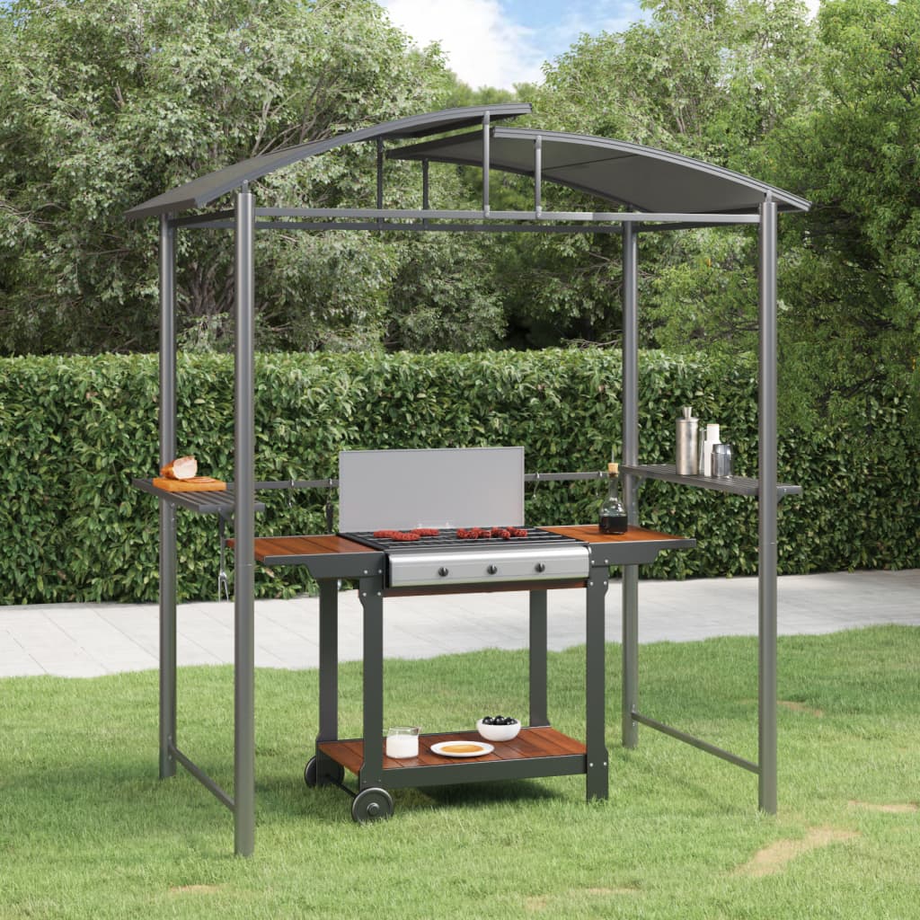vidaXL Grilovací altánok s policami antracitový 210x114x230 cm oceľ