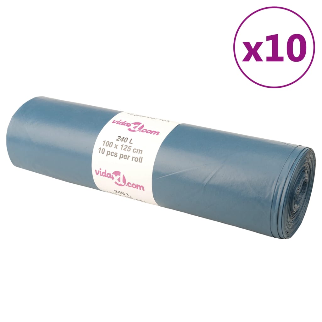 vidaXL Vrecia na odpadky 100 ks modré 240 l