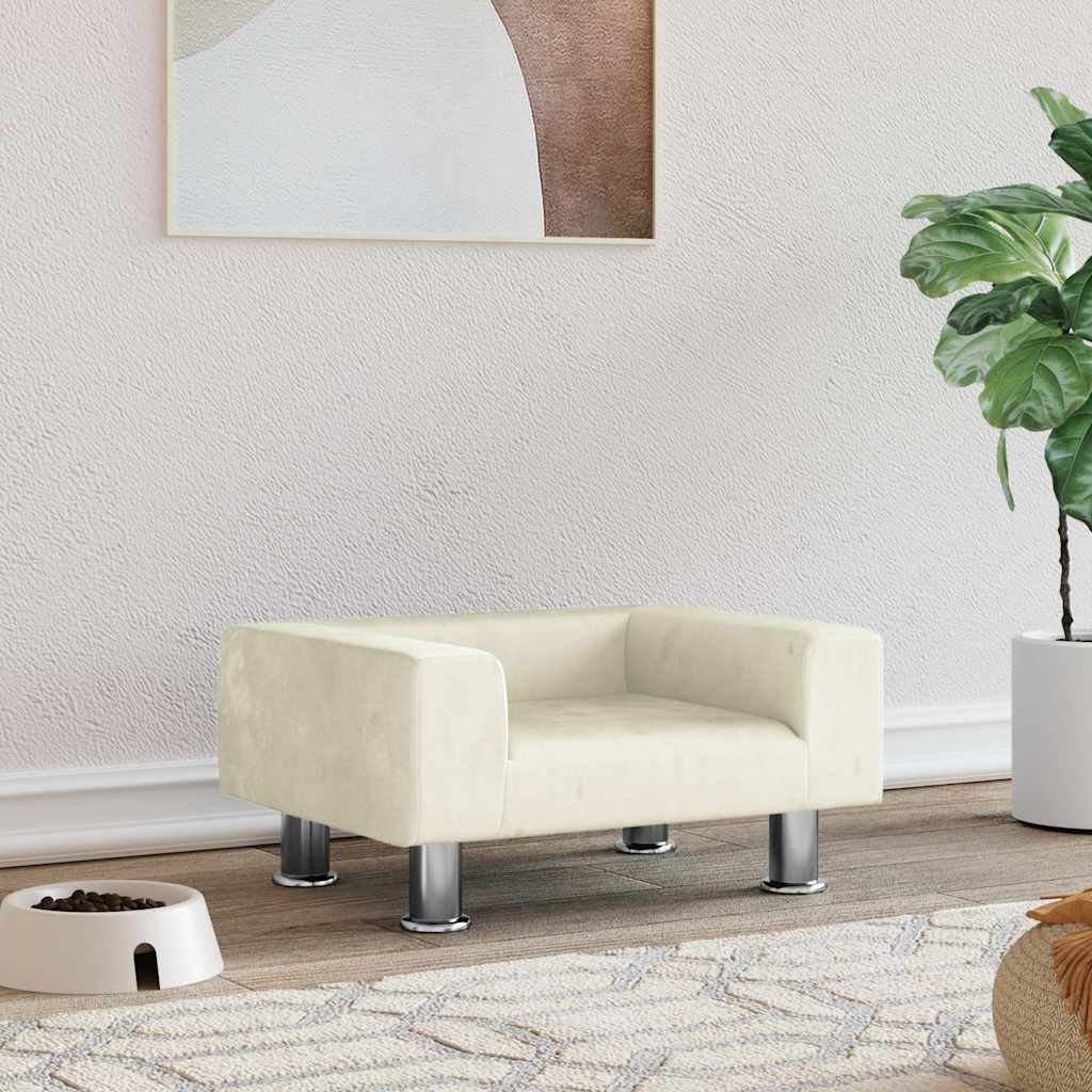 vidaXL Pelech pre psa krémový 50x40x26,5 cm zamat