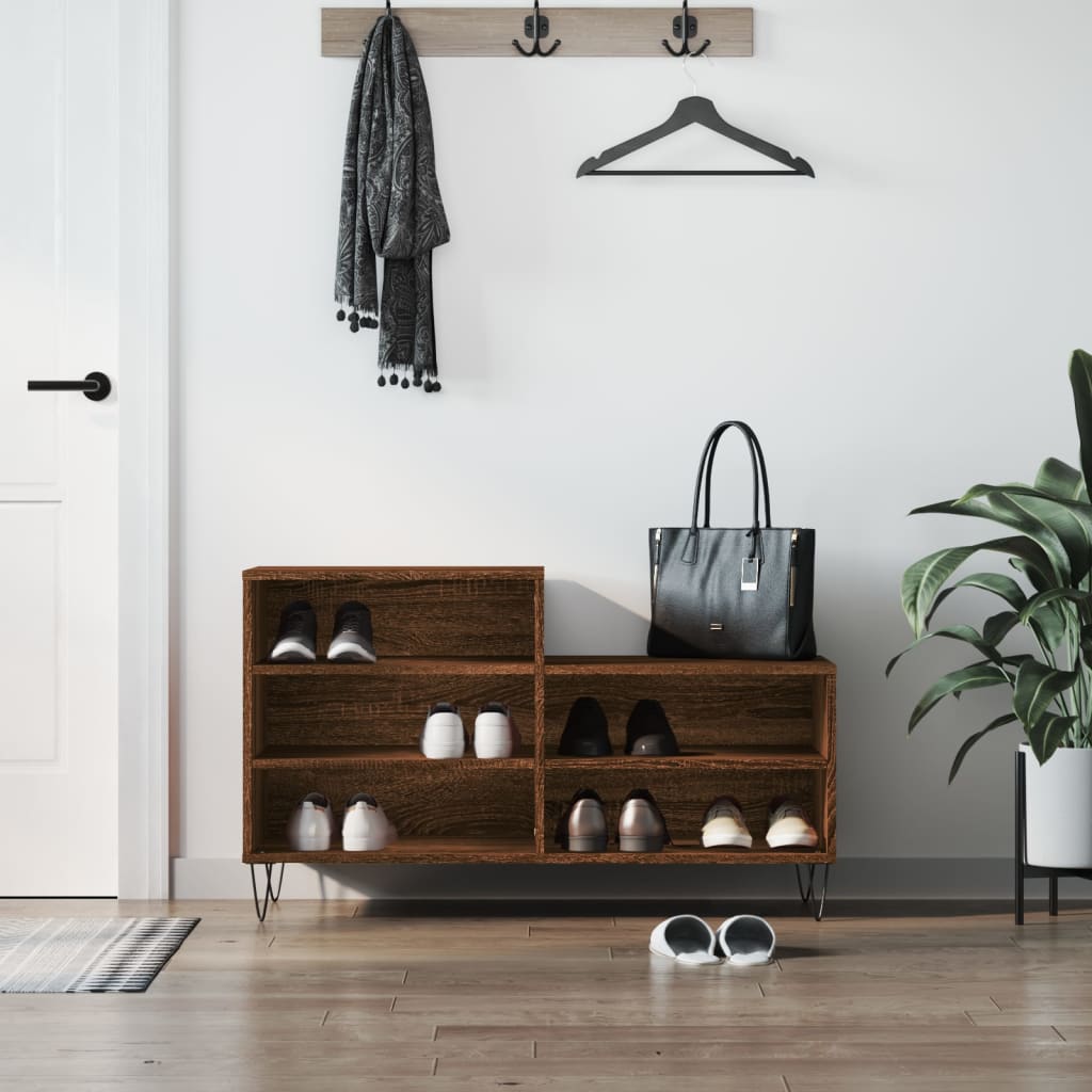 vidaXL Botník hnedý dub 102x36x60 cm spracované drevo