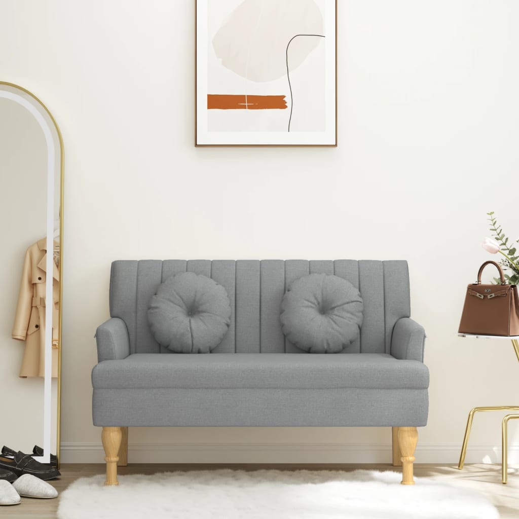 vidaXL Lavička s vankúšmi svetlosivá 113x64,5x75,5 cm látka