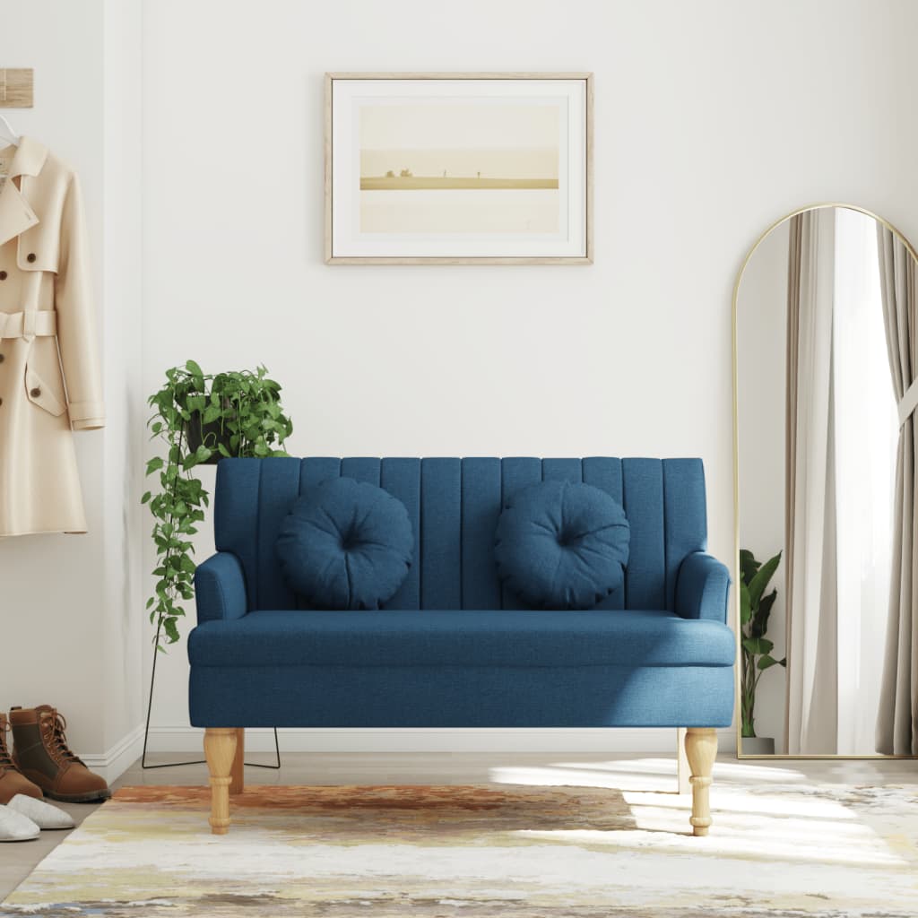 vidaXL Lavička s vankúšmi modrá 113x64,5x75,5 cm látka