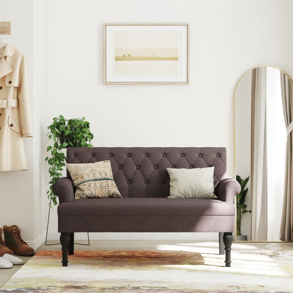 vidaXL Lavička s operadlom tmavohnedá 120x62x75,5 cm látka