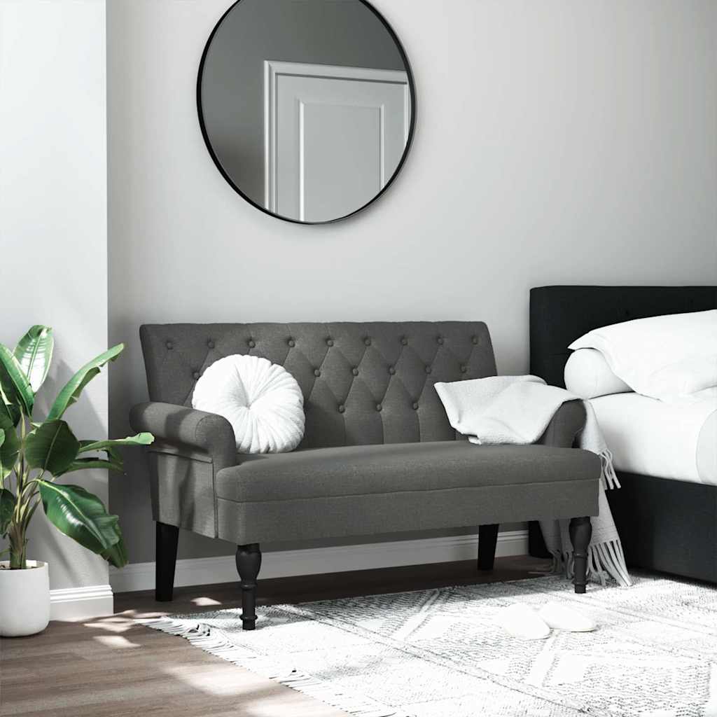 vidaXL Lavička s operadlom tmavosivá 120x62x75,5 cm látka