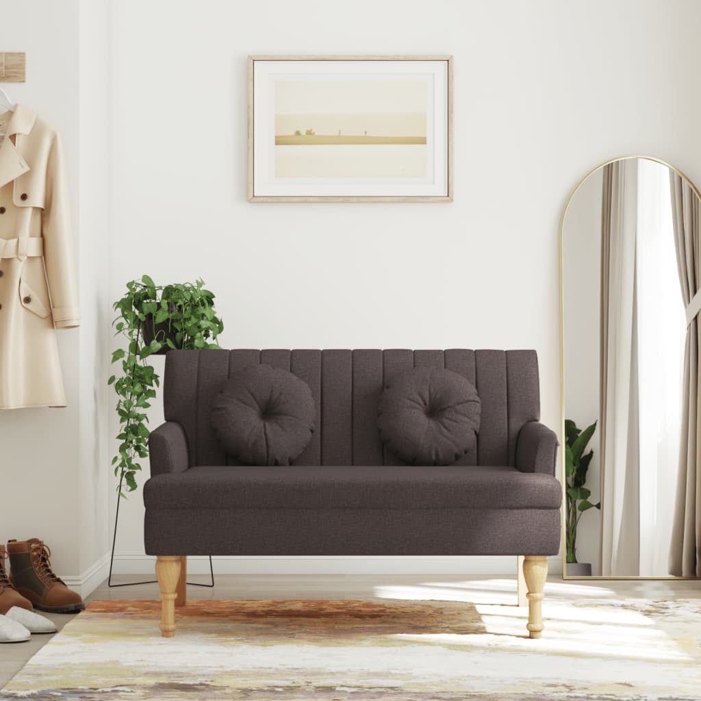 vidaXL Lavička s vankúšmi tmavohnedá 113x64,5x75,5 cm látka