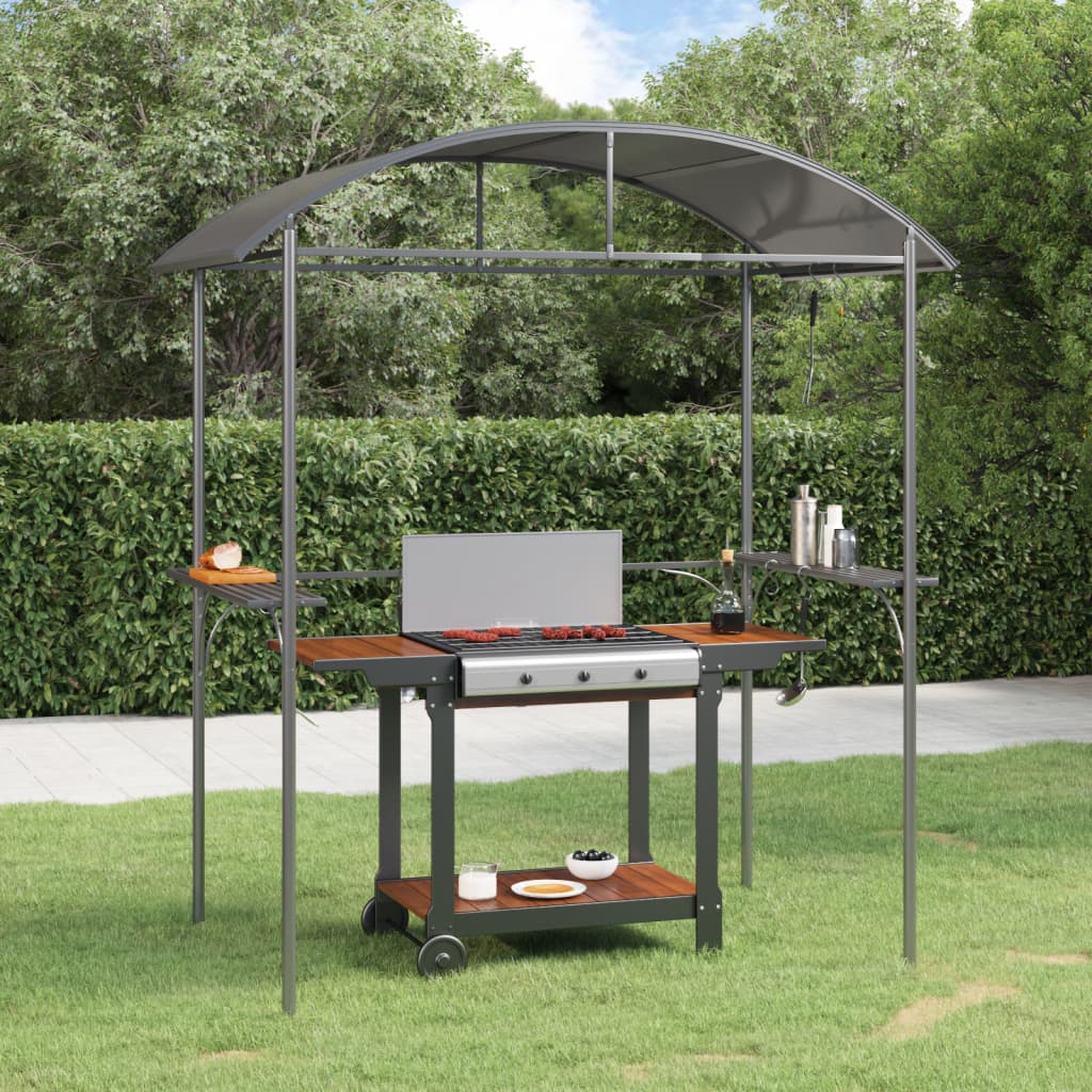 vidaXL Grilovací altánok s policami antracitový 220x115x230 cm oceľ