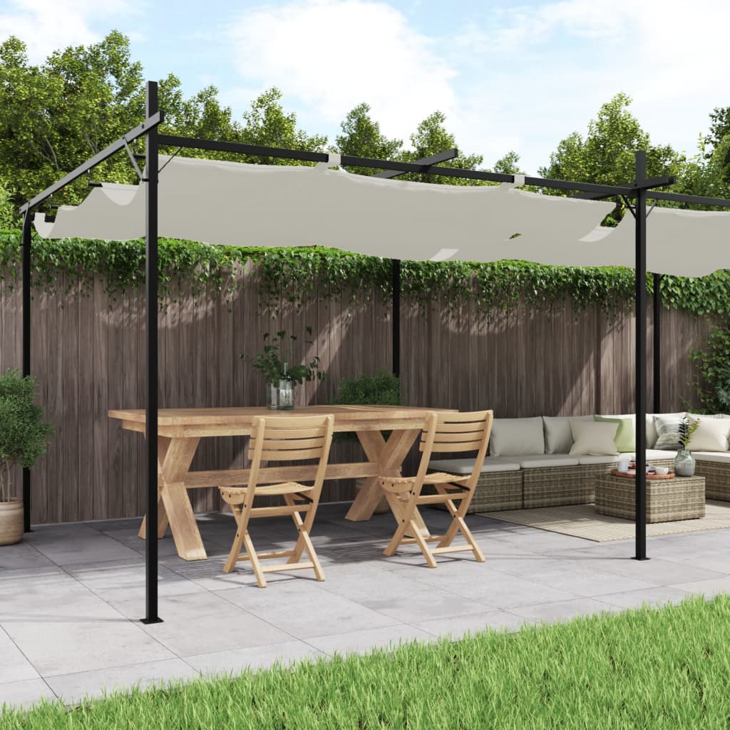 vidaXL Pergola so zaťahovacou strechou krémová 589x292x230 cm