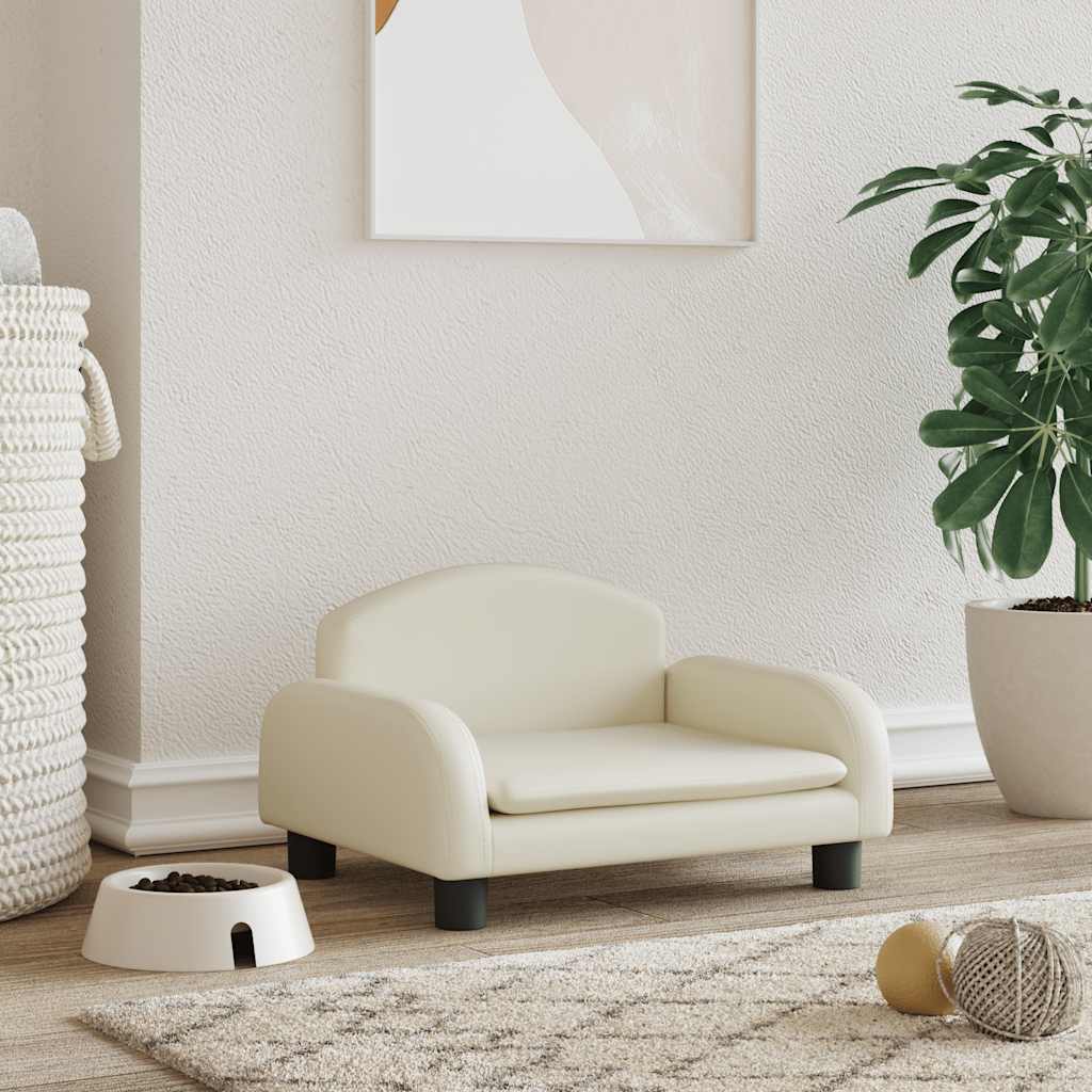 vidaXL Pelech pre psa krémový 50x40x30 cm umelá koža