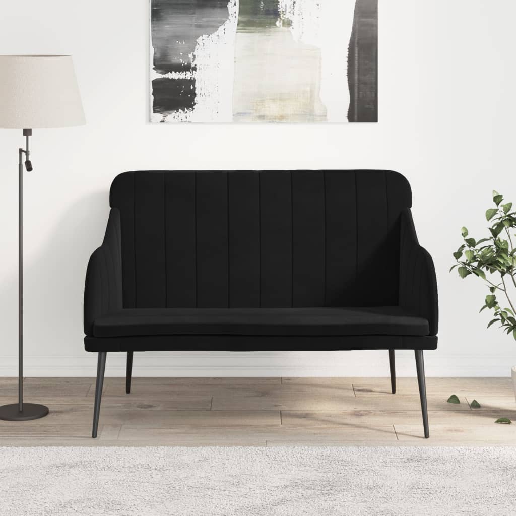 vidaXL Lavička čierna 110x76x80 cm zamat