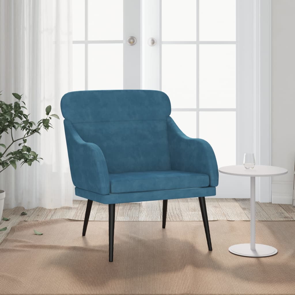 VidaXL Kreslo modré 63x76x80 cm zamat