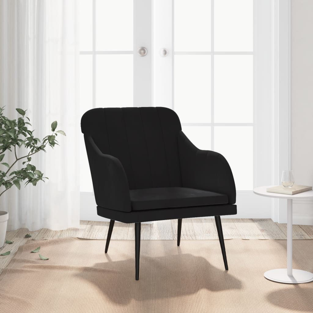 vidaXL Kreslo čierne 63x76x80 cm zamat