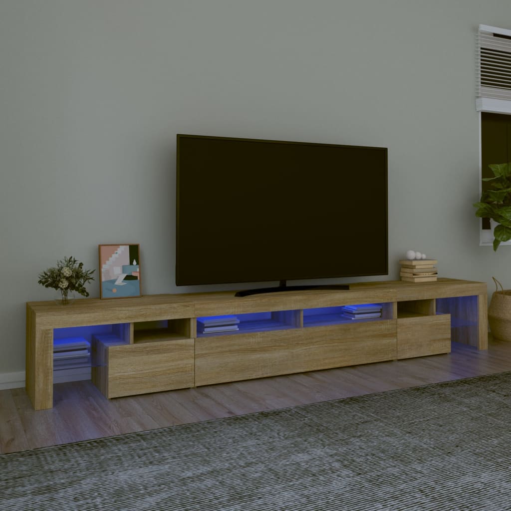 vidaXL TV skrinka s LED svetlami dub sonoma 260 x 36,5 x 40 cm