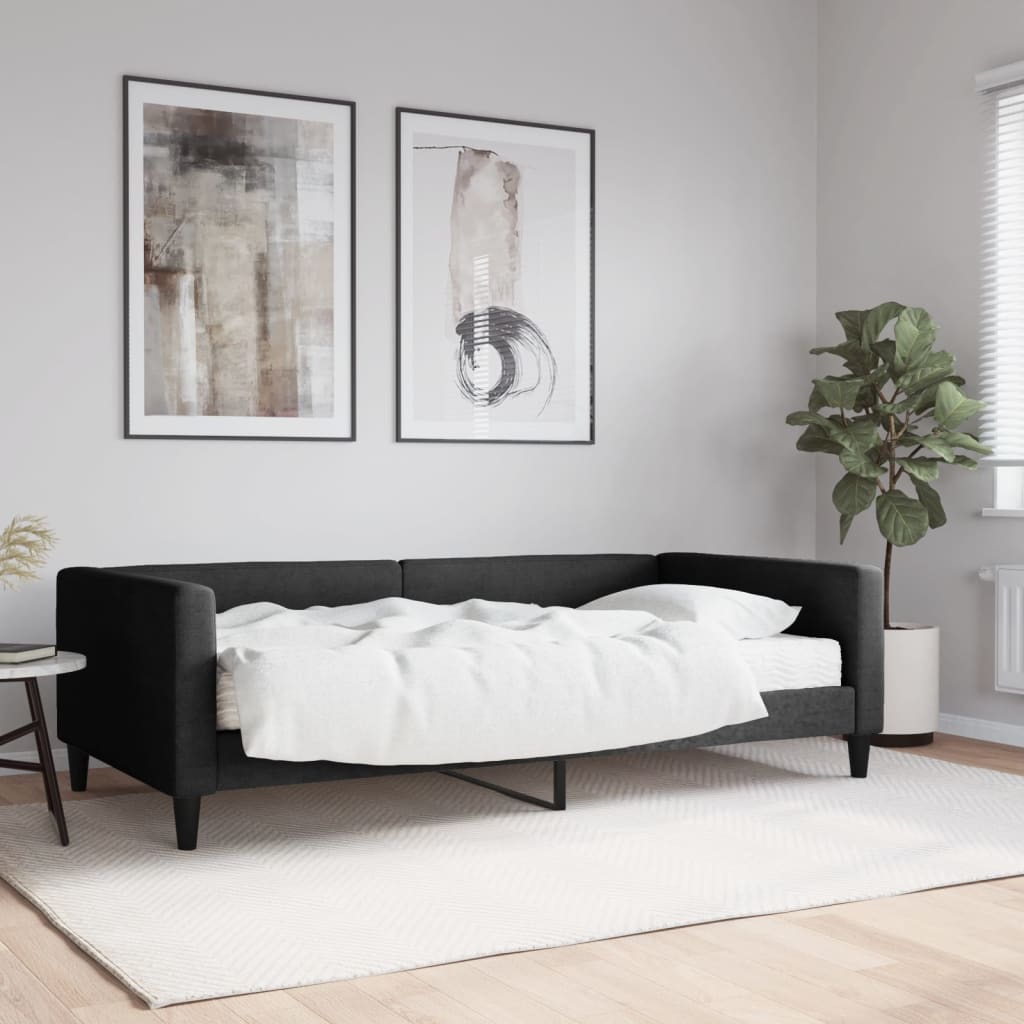 vidaXL Denná posteľ s matracom čierna 100x200 cm látka