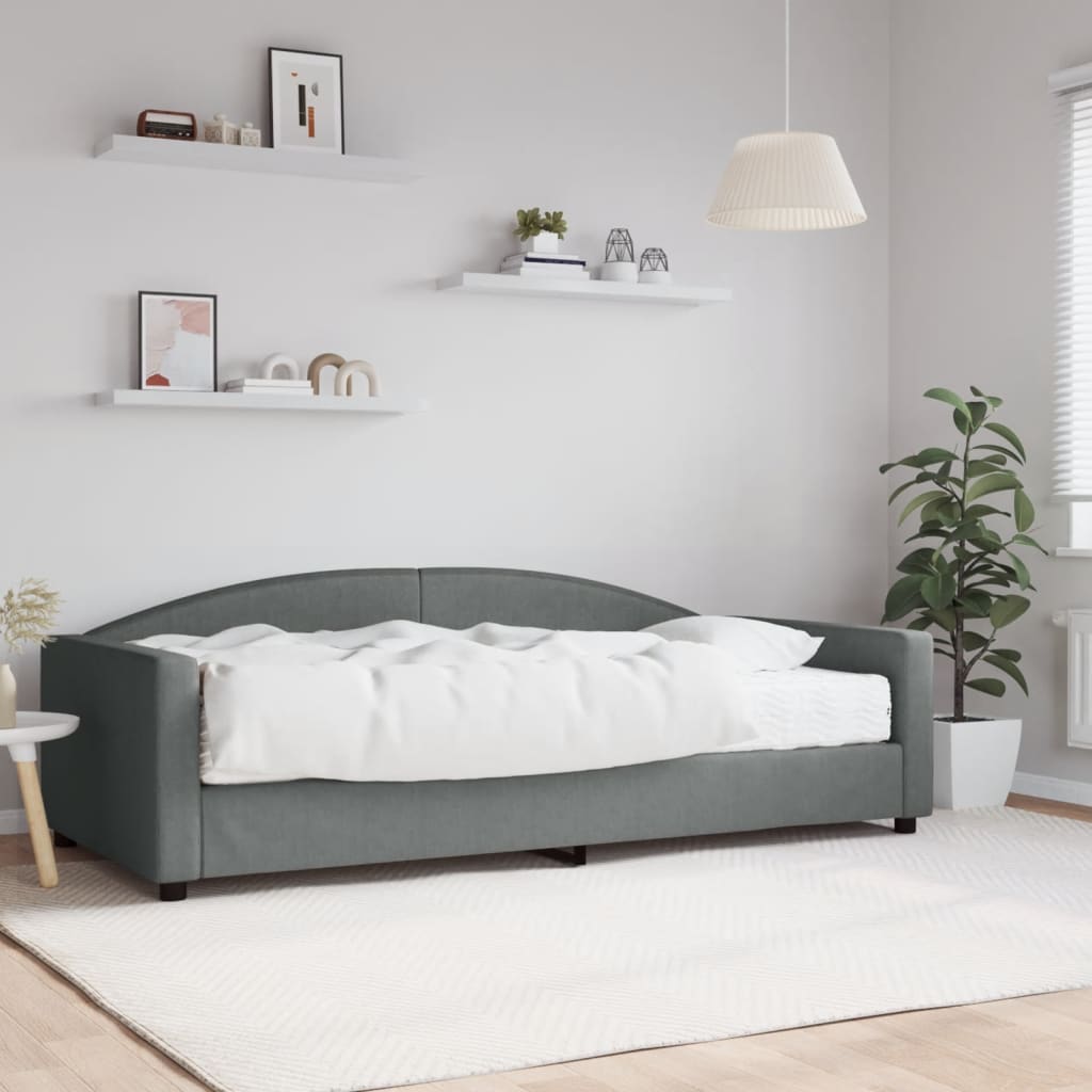 vidaXL Denná posteľ s matracom tmavosivá 100x200 cm látka