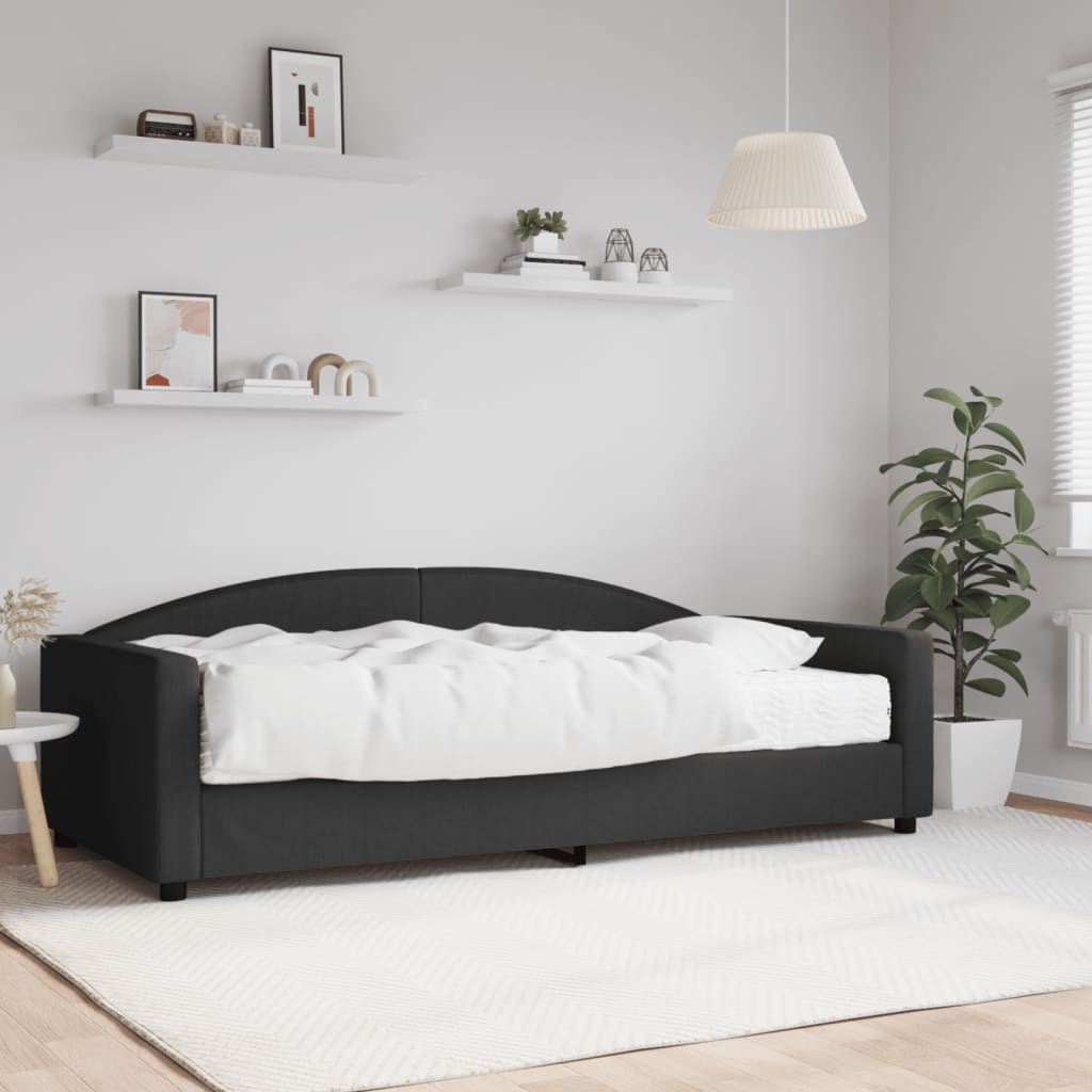 vidaXL Denná posteľ s matracom čierna 100x200 cm látka