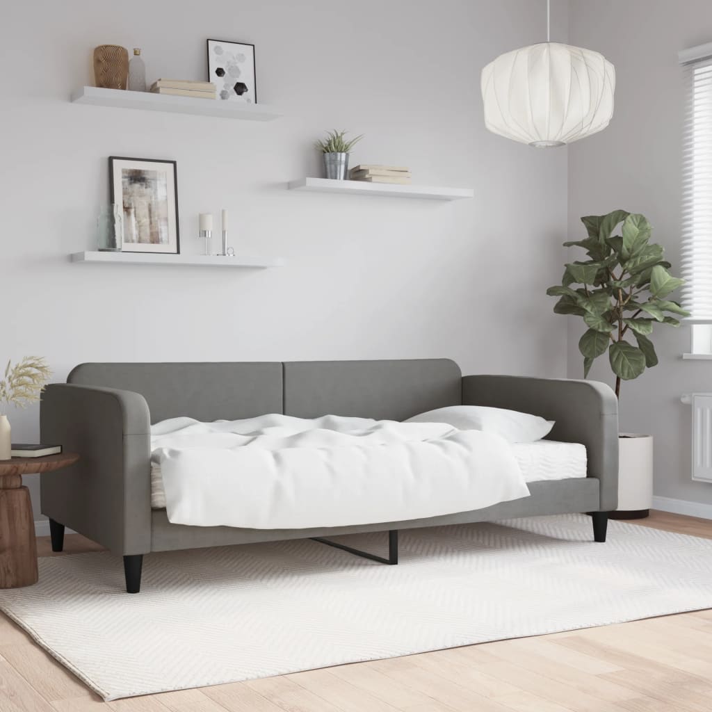 vidaXL Denná posteľ s matracom tmavosivá 100x200 cm látka