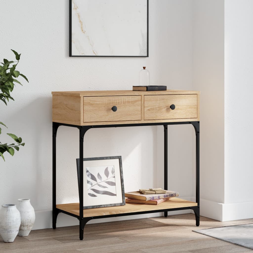 vidaXL Konzolový stolík dub sonoma 75 x 34,5 x 75 cm kompozitné drevo