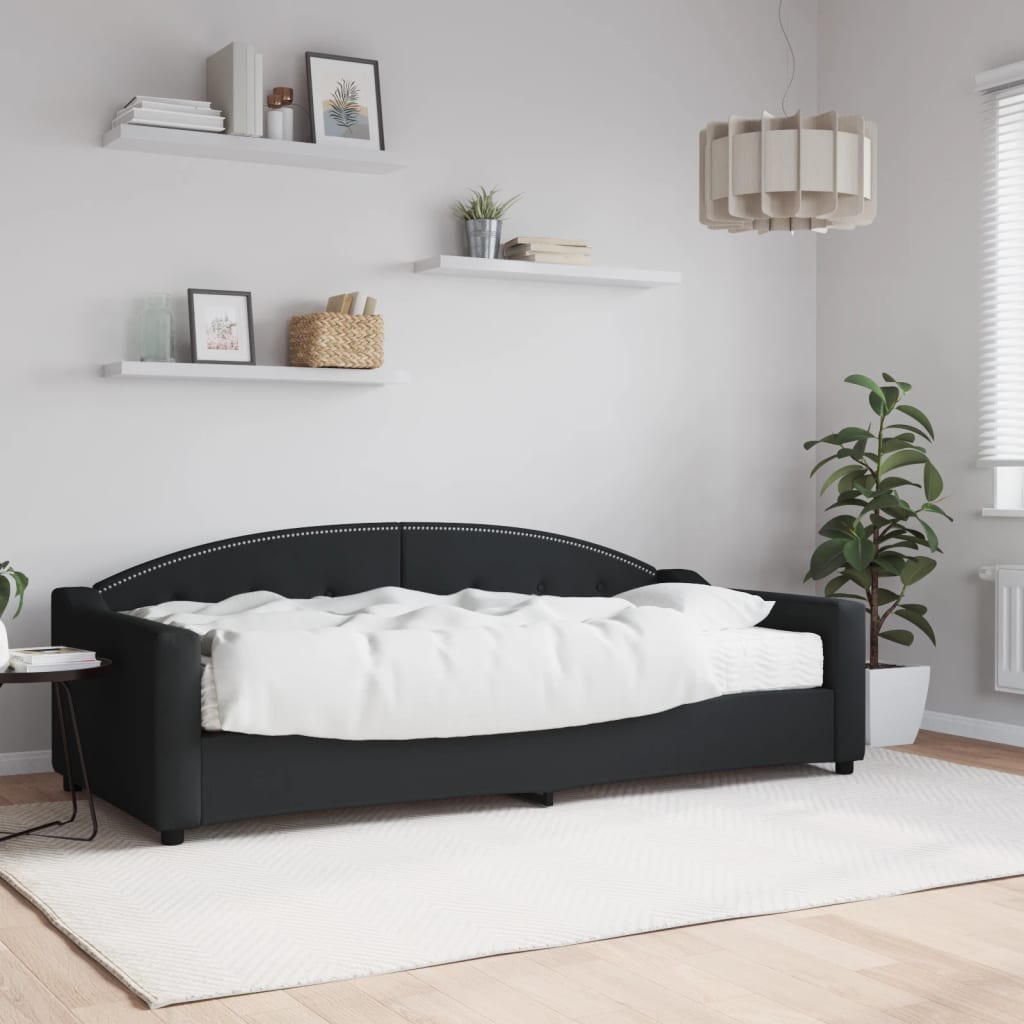 vidaXL Denná posteľ s matracom čierna 90x200 cm látka