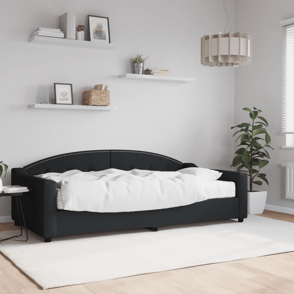 vidaXL Denná posteľ s matracom čierna 100x200 cm látka