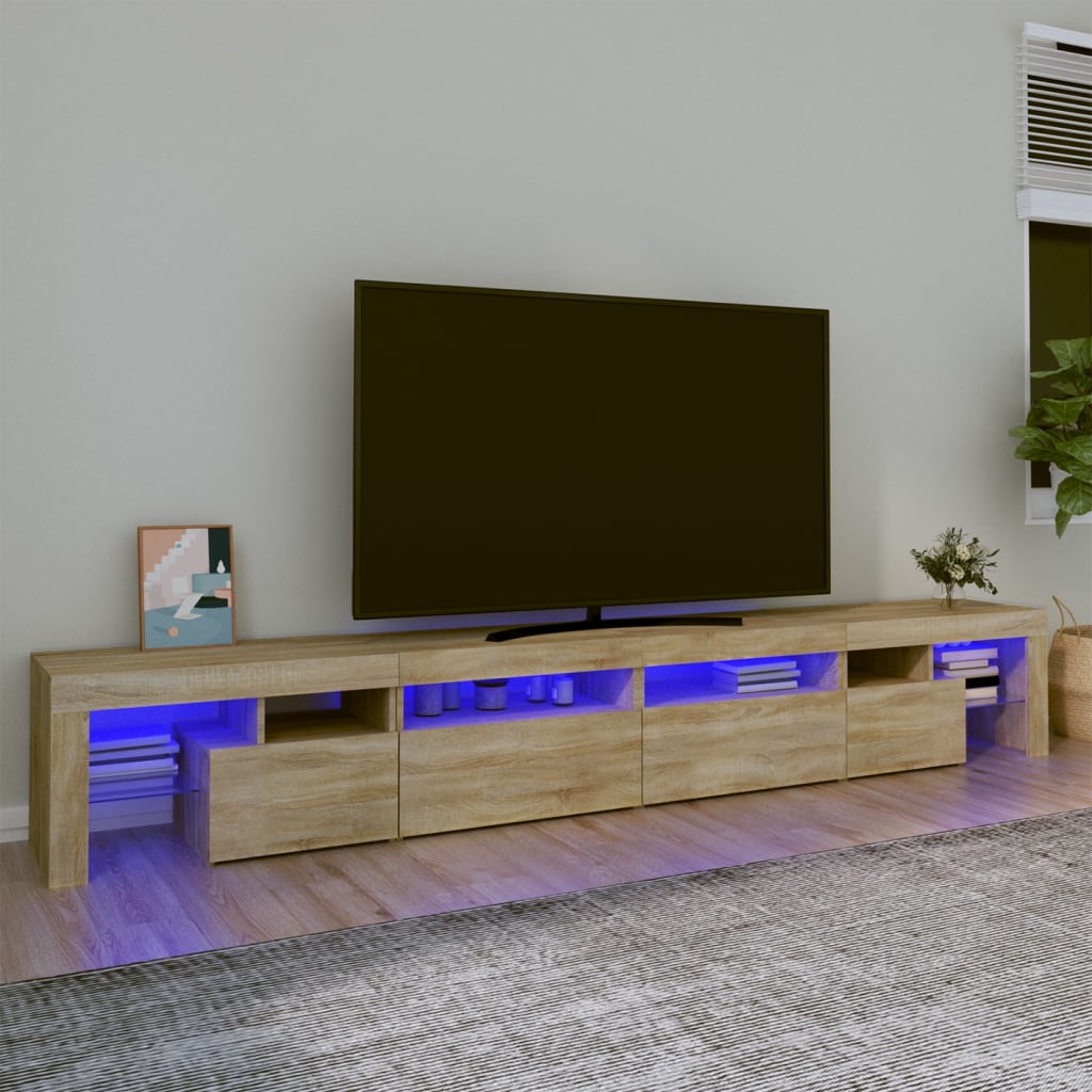 vidaXL TV skrinka s LED svetlami dub sonoma 260 x 36,5 x 40 cm