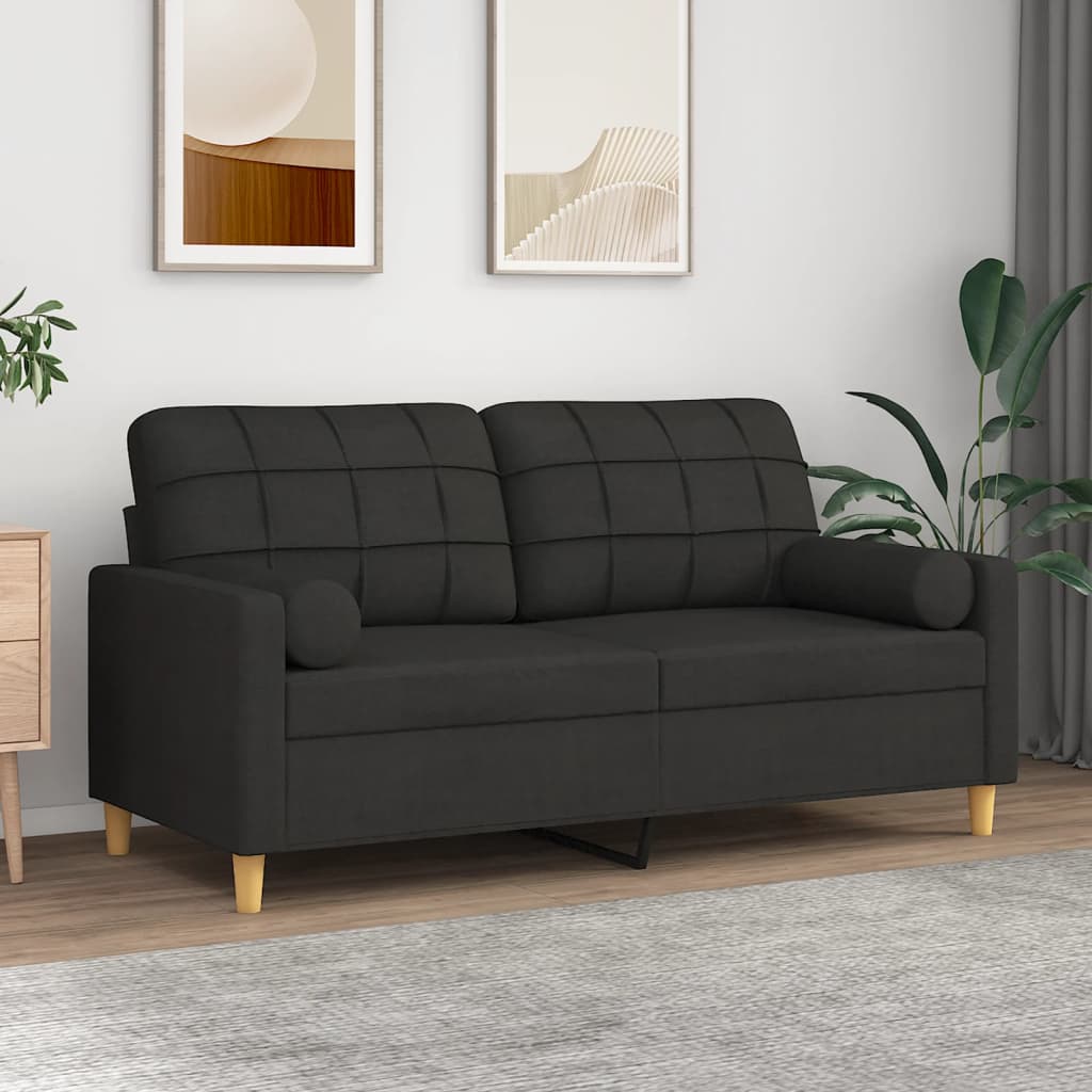 vidaXL 2-miestna pohovka s vankúšmi čierna 140 cm látka