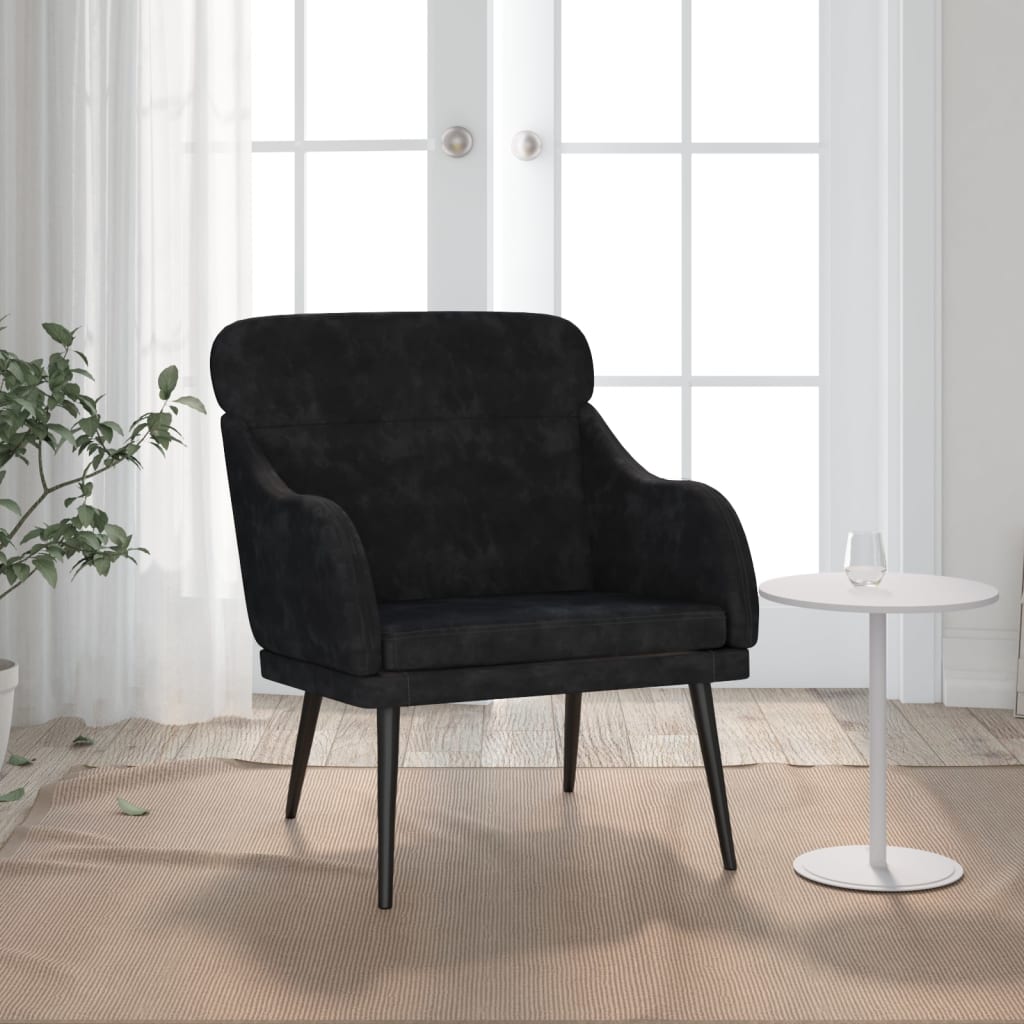 vidaXL Kreslo čierne 63x76x80 cm zamat