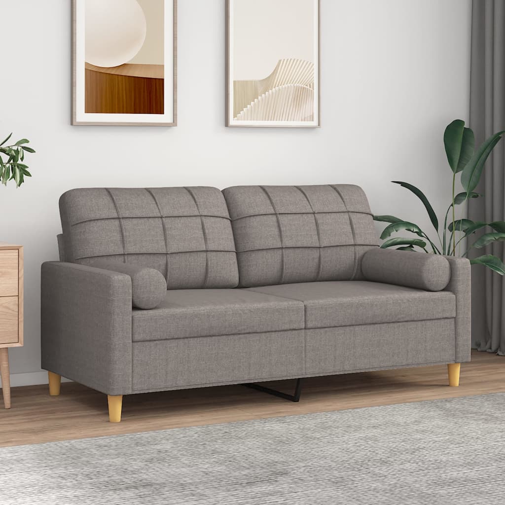 vidaXL 2-miestna pohovka s vankúšmi sivohnedá 140 cm látka