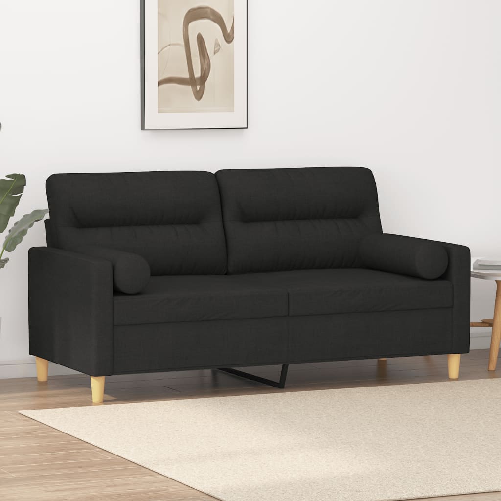 vidaXL 2-miestna pohovka s vankúšmi čierna 140 cm látka