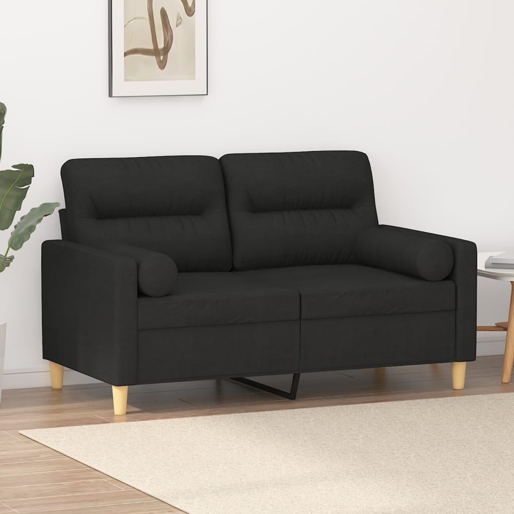 vidaXL 2-miestna pohovka s vankúšmi čierna 120 cm látka