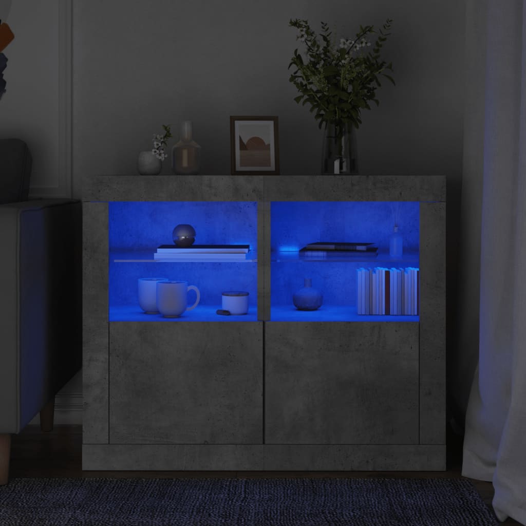 vidaXL Príručné skrinky s LED svetlami 2 ks betónovo sivý