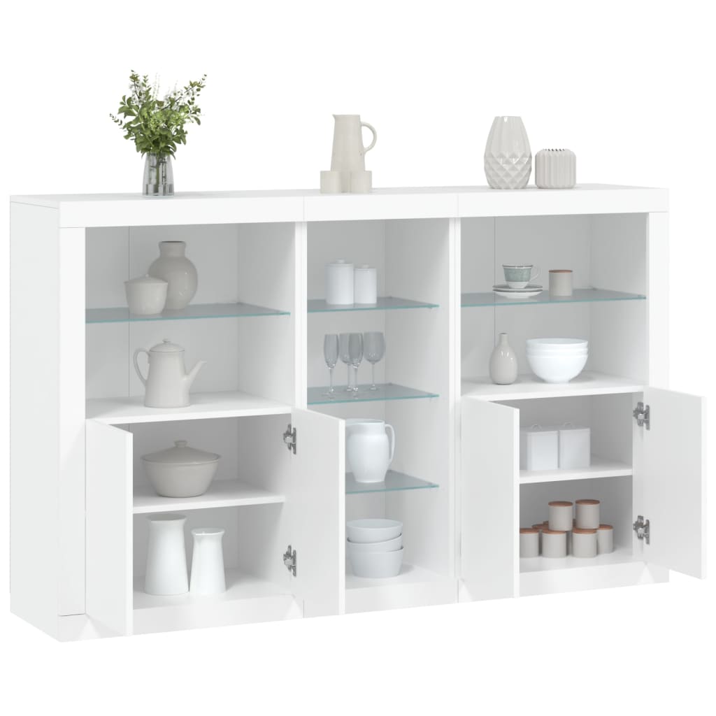 vidaXL Komoda s LED svetlami biela 162x37x100 cm