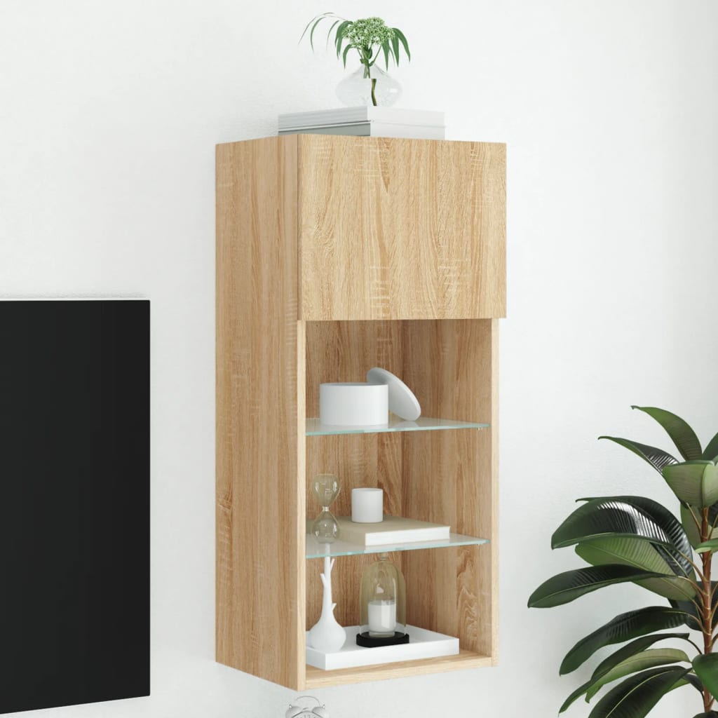 vidaXL TV skrinka s LED svetlami dub sonoma 40,5x30x90 cm