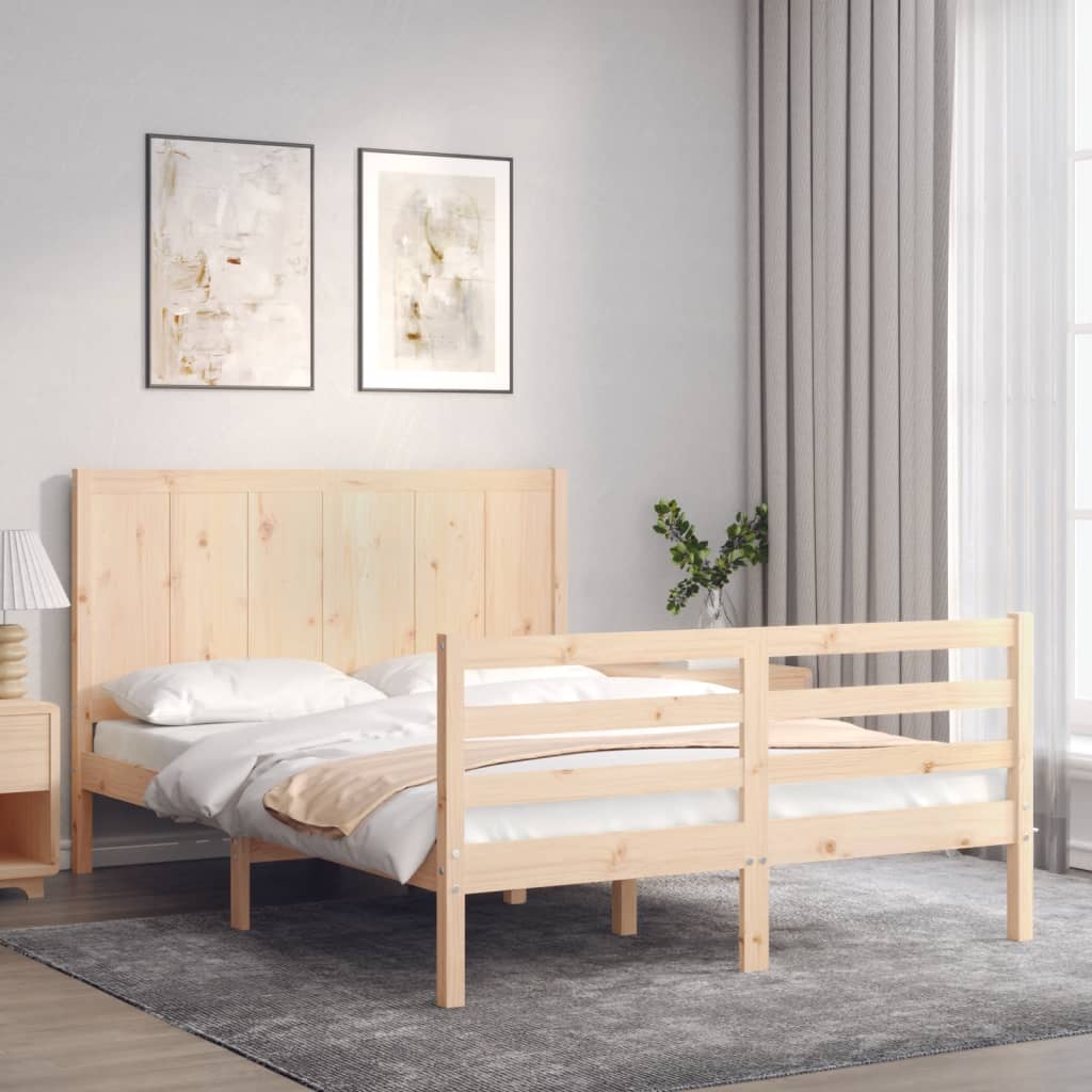vidaXL Posteľný rám s čelom 140x200 cm masívne drevo